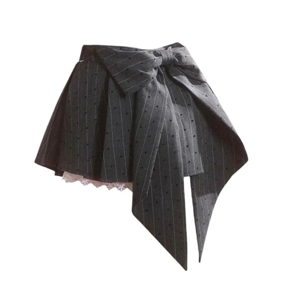 Pleated Mini Skirt – Y2K Lolita Bow Lace Patchwork - Best Sellers - Short - Round - Skirts - 1