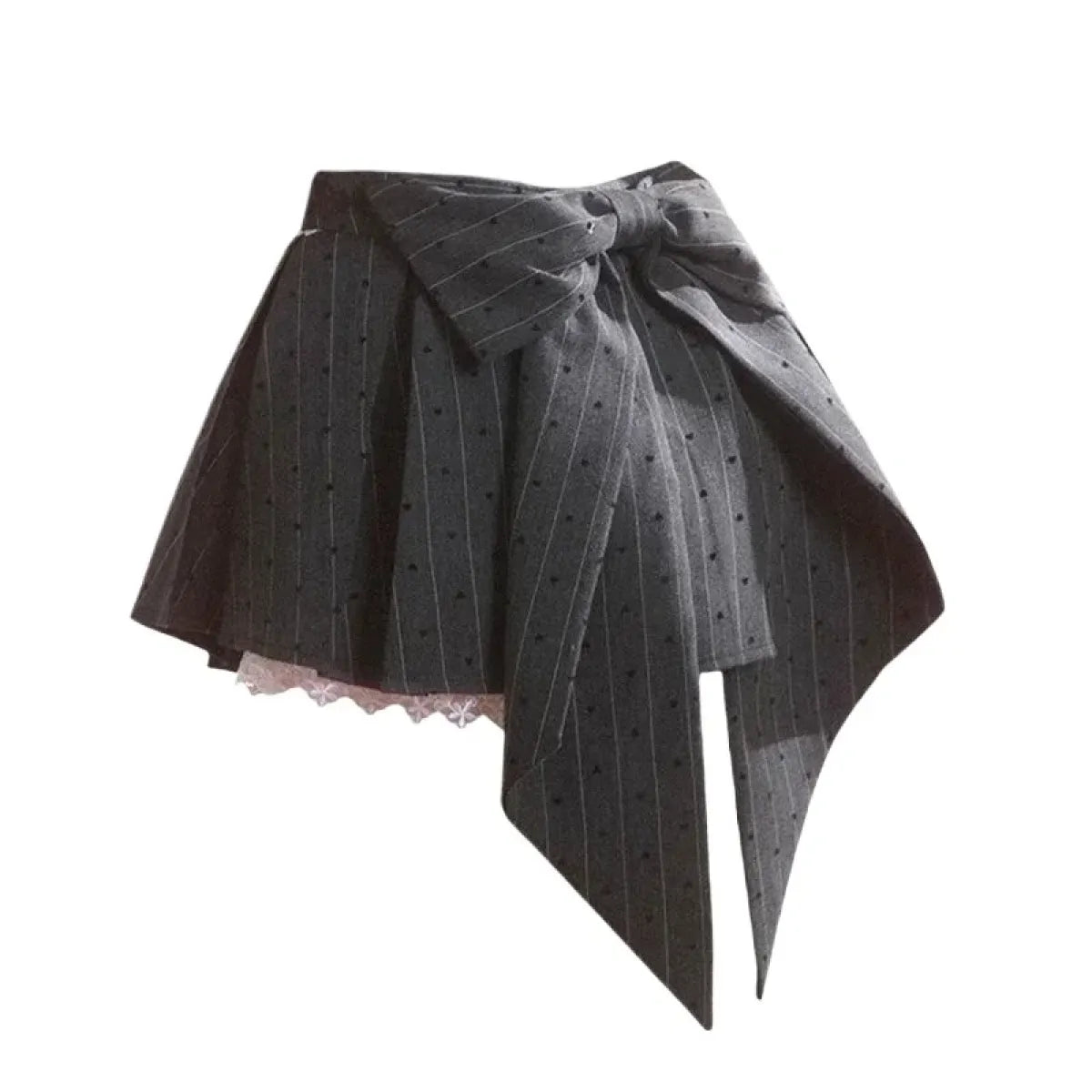 Pleated Mini Skirt – Y2K Lolita Bow Lace Patchwork - Best Sellers - Short - Round - Skirts - 1