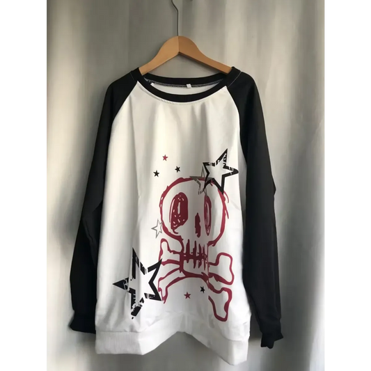 Y2K Skull Faux Layered Harajuku Long Sleeve Tee - Best Sellers - T-Shirt - 3