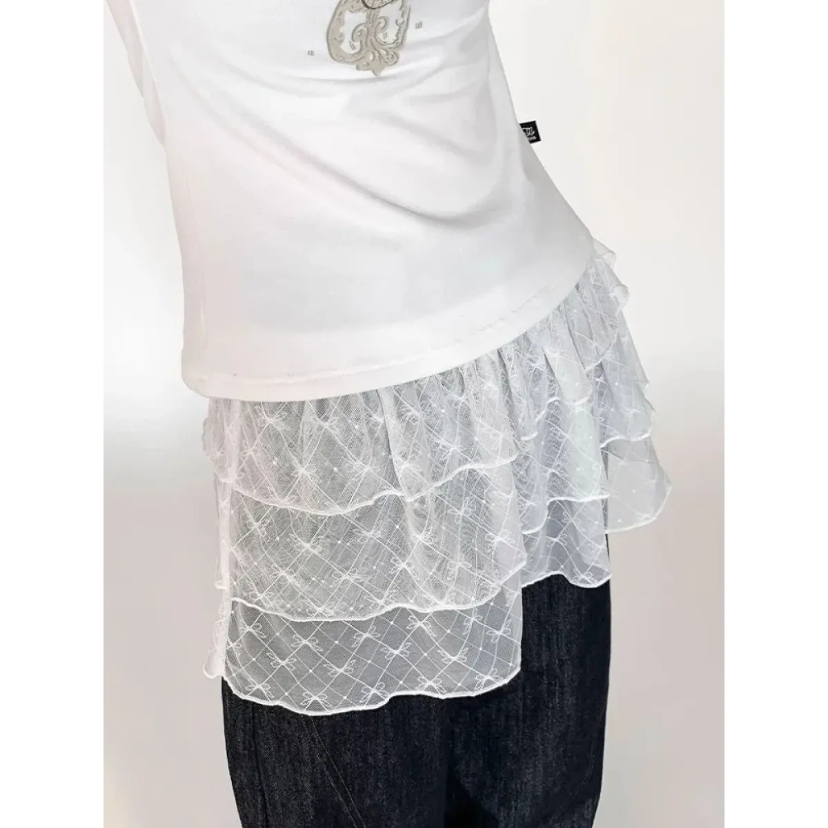 Korean Lace Ruffle Mini Skirt – Y2K Lolita Style - Best Sellers - Mini Skirts - 1
