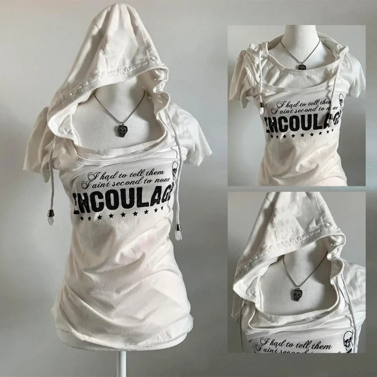 Y2K Punk Grunge T-Shirt – Hooded Slim Fit Retro Tee - Best Sellers - Short - Hooded - T-Shirts - 1