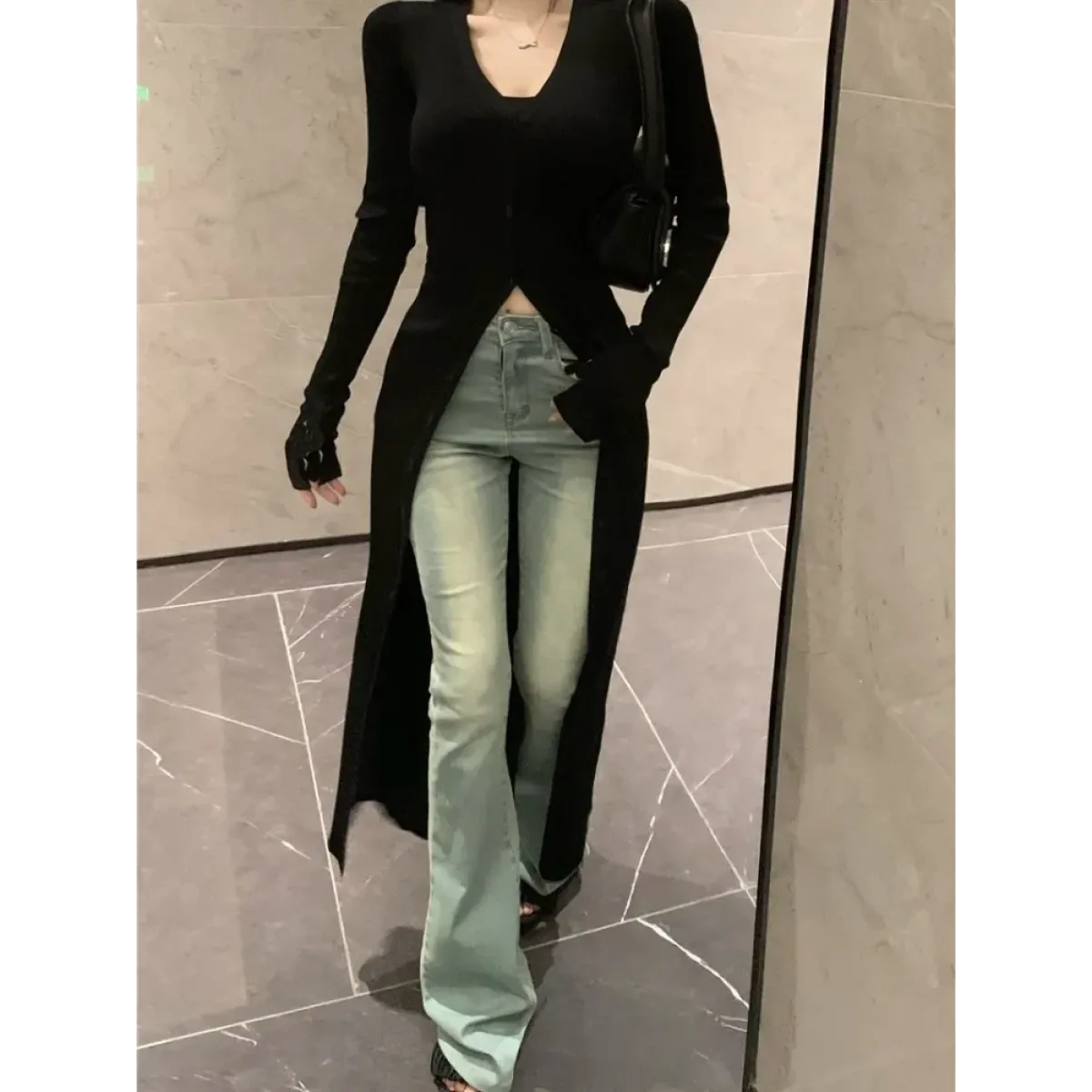 Y2K Longline V-Neck Knit Cardigan - Best Sellers - Cardigan - 1