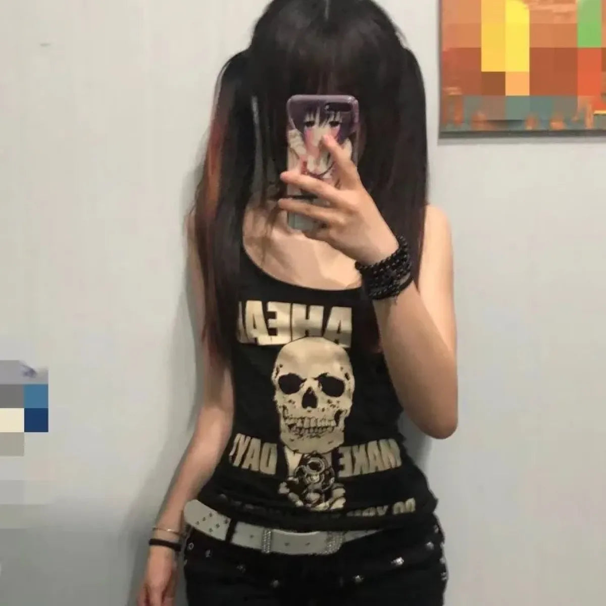 Y2K Skull Rose Grunge Tank Top - Best Sellers - Tank Top / Cami - 1