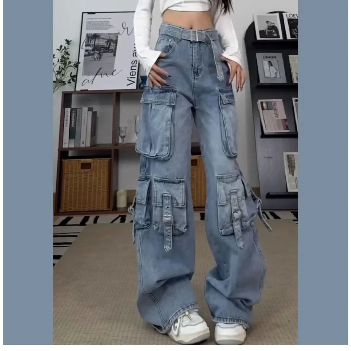 Y2K Cargo Pocket Wide Leg Jeans - Best Sellers - Jeans - 5