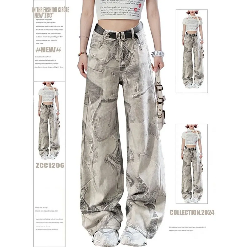Y2K Tie-Dye Wide Leg Jeans with High Waist - Best Sellers - Jeans - 1