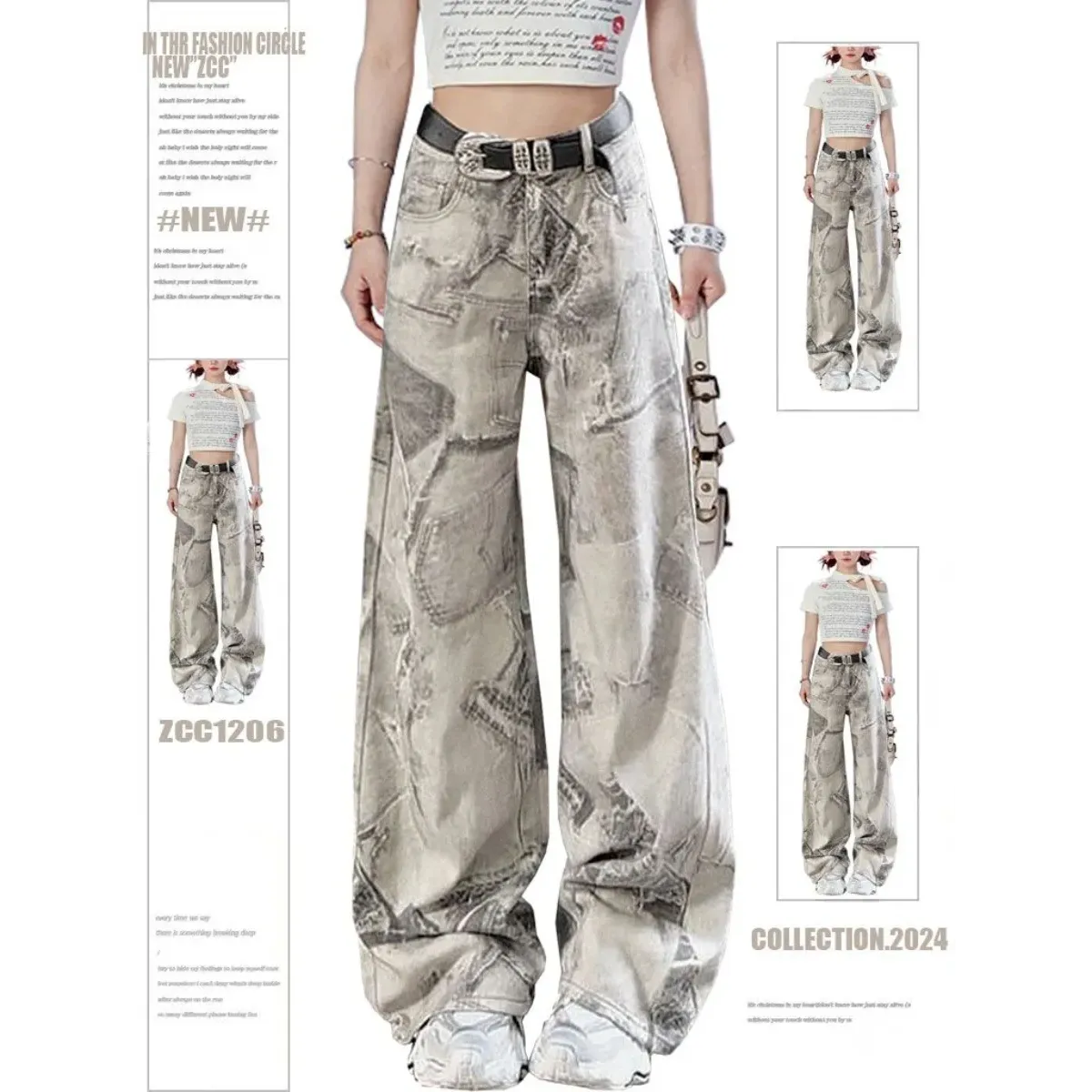 Y2K Tie-Dye Wide Leg Jeans with High Waist - Best Sellers - Jeans - 1